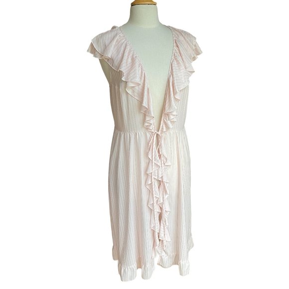 Victoria’s Secret Dream Angel Sheer Ruffle Sexy Stripe Midi Kimono Robe-L - Picture 3 of 15
